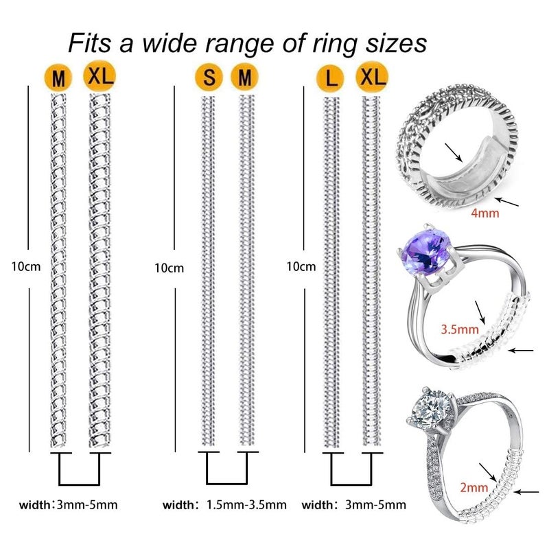 Eiito Ring Sizers for Loose Rings, Eiito Ring Size Adjuster Spacers or Tightener, Invisible Guards, 6 Sizes Fitter, Resizer Fit Almost Any Rings, Reduces Size by 0.5-1.5 - Image 2